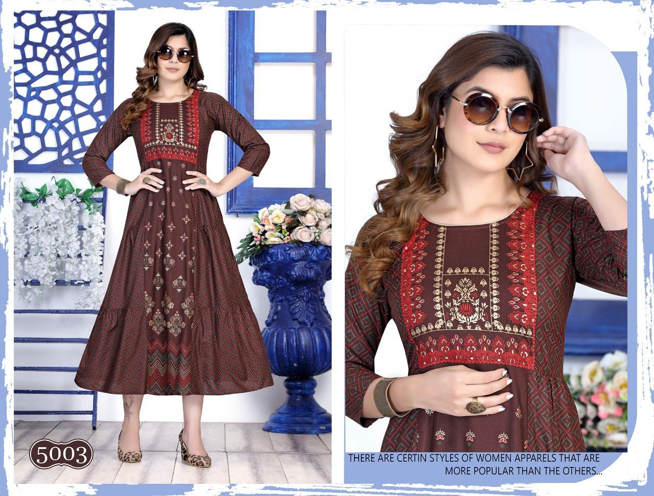 Golden Occasions 1 Rayon Designer Fancy Long Kurti Collection